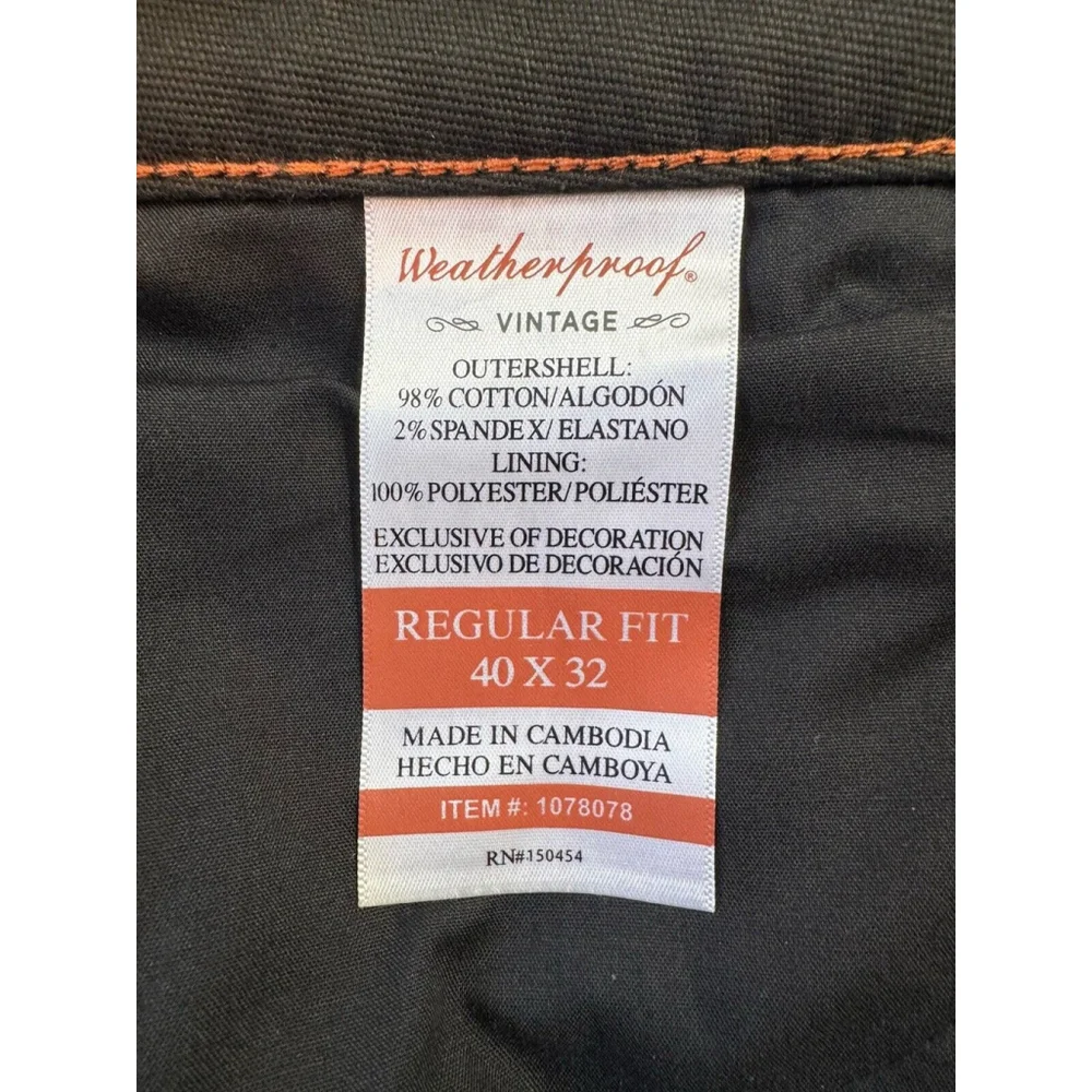 Weatherproof Vintage Men's Stretch Canvas Regular Fit Fleece-Lined Pants